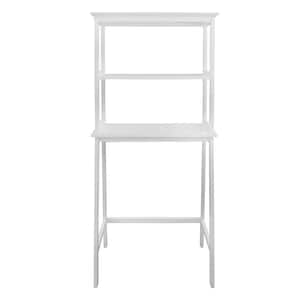 Spacesaver 25 in. W x 61 in. H x 14 in. D White 100% Solid Wood Over-The-Toilet Storage Rack with Shelves