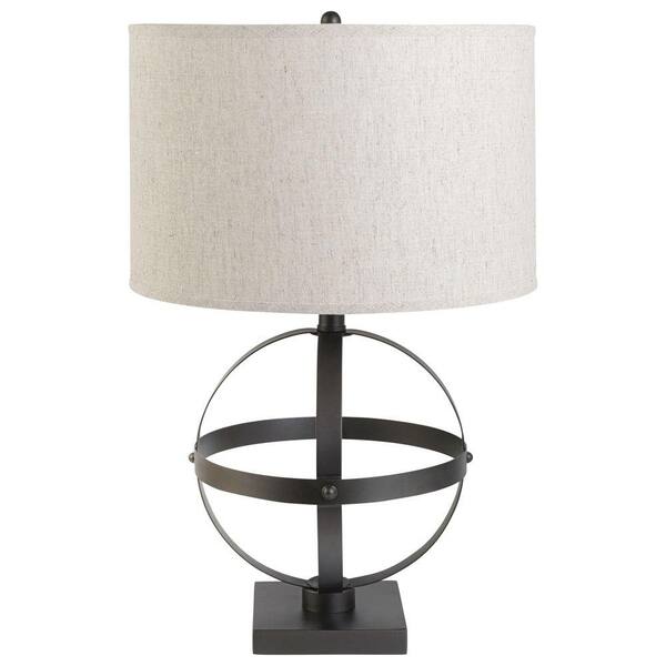 Globe Electric 20 in. Sphere Table Lamp with Bronze Beige Linen Shade