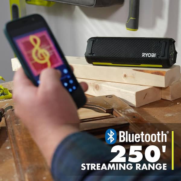 RYOBI - USB Lithium Cordless Bluetooth Charging Speaker Kit with 2.0 Ah Battery and Charging Cable