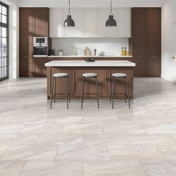 Eglise Marble 22 MIL x 11.9 in. W x 23.8 in. L Click Lock Waterproof Vinyl Tile Flooring (17.7 sq. ft./Case)