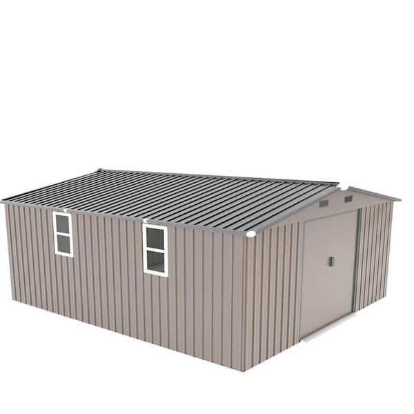 10 ft. W x 12 ft. D Brown Metal Outdoor Storage Shed with 2 Windows and vents(110 sq. ft. )
