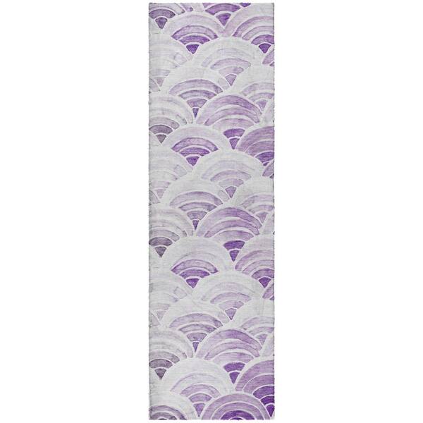 Dream Shag Premium Machine Washable Abstract ADS184 Purple 2 ft. x 7 ft. Runner Rug