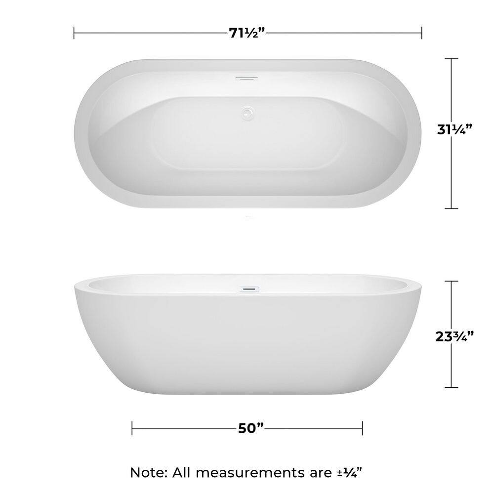 Soho 72'' White Freestanding Acrylic Soaking Bathtub