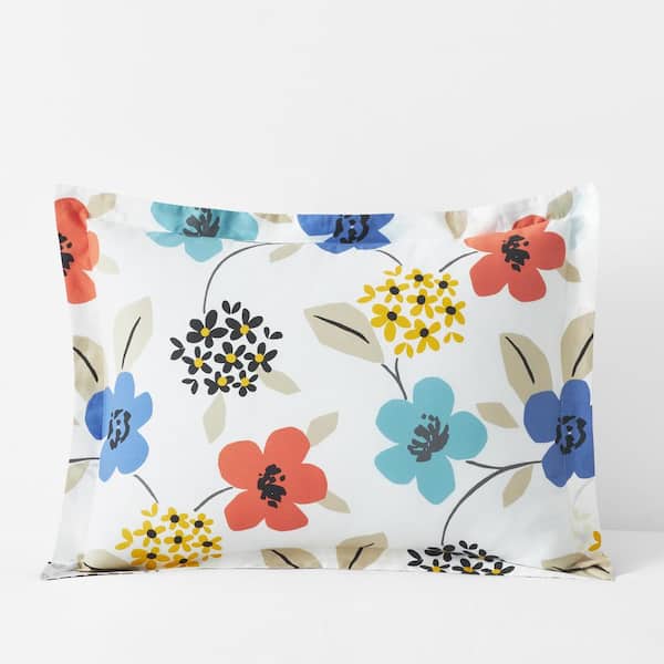 The Company Store Company Cotton Claudia Floral White Multi Cotton Percale King Sham