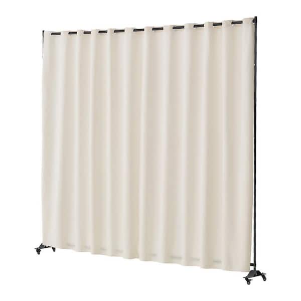 Room Divider, Portable, with Wheels Curtain Divider Stand, Freestanding Room Privacy Screen, Beige, Composite
