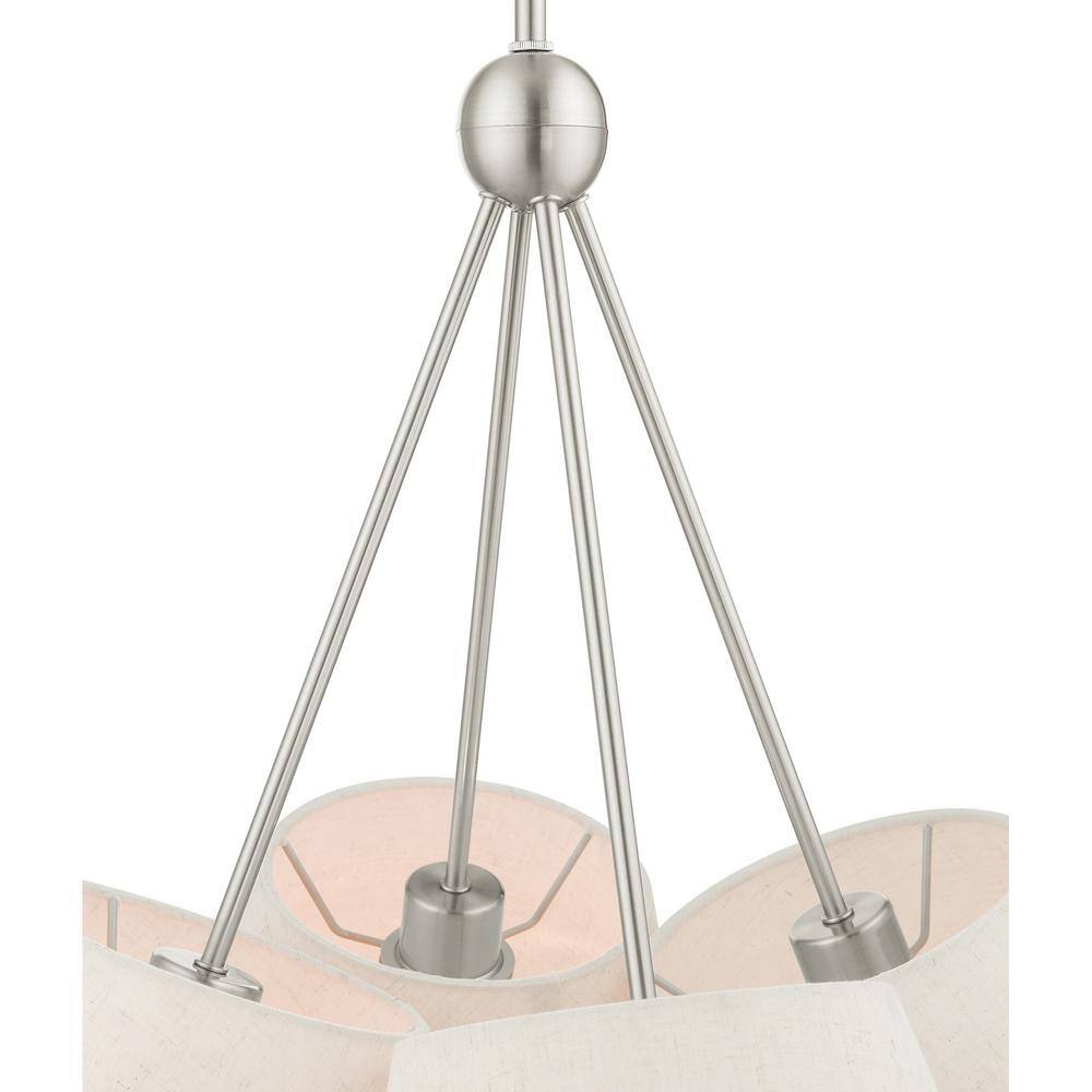 Prato Modern 4-Light Chandelier with Oatmeal Fabric Shade