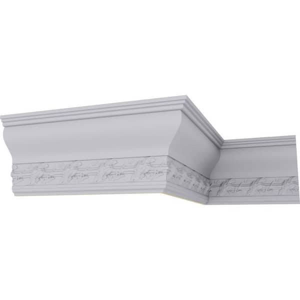 Ekena Millwork SAMPLE - 3-7/8 in. x 12 in. x 9-1/8 in. Polyurethane Southampton Acanthus Crown Moulding