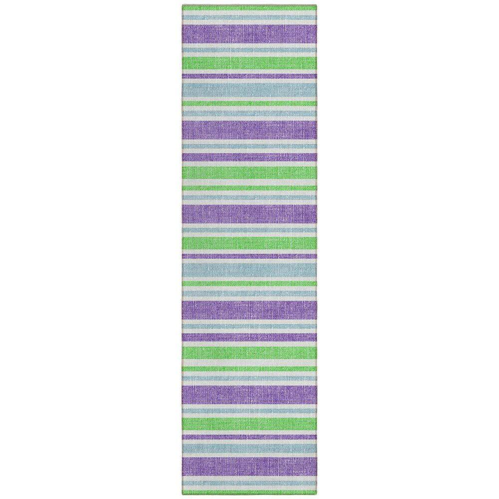 Green, Purple, Blue 2 ft. x 8 ft. Woven Striped Polyester Runner Indoor / Outdoor Area Rug price history on PriceWatchPro