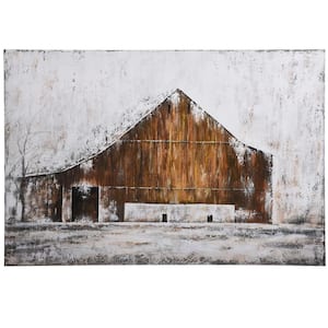 Aged Barnhouse 1-Piece Unframed Acrylic Painting Home Wall Art 39.1 in. x 59.1 in.