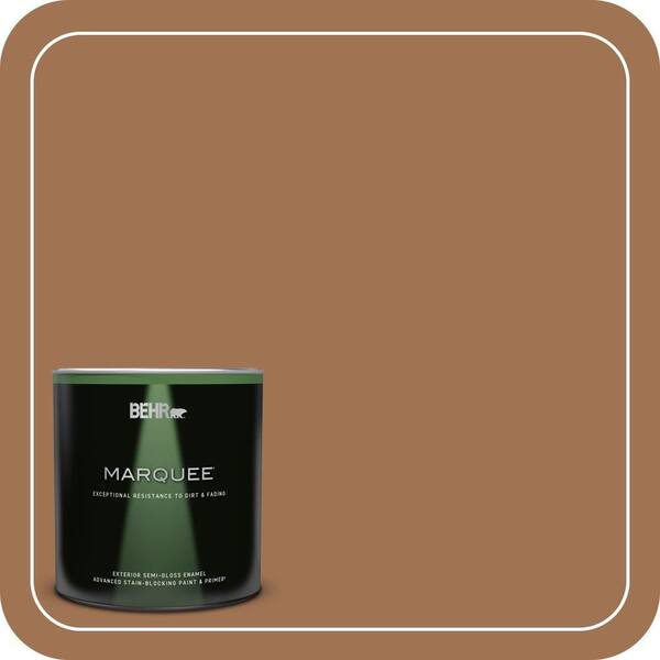 BEHR MARQUEE 1 qt. #S240-6 Ranch Brown Semi-Gloss Enamel Exterior Paint & Primer