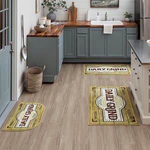 Daily Grind Brown 2 ft. 6 in. x 4 ft. 2 in. Kitchen Mat 3-Piece Set