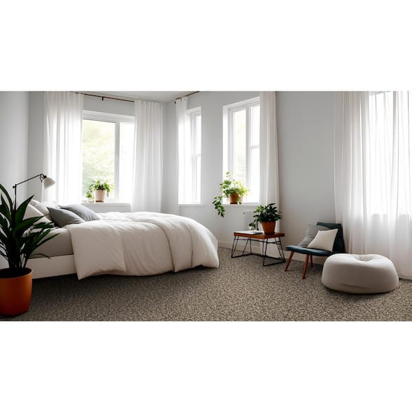 Piece Of Cake Log Cabin Brown 33 oz. Solution Dyed Polyester Texture Installed Carpet