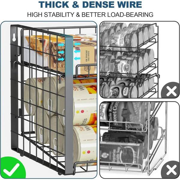 Lynzavix Stackable 2-Shelf Black Adjustable Tilt Can Rack