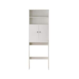 25 in. W x 76 in. H x 8 in. D White Bathroom Over The Toilet Storage Cabinet with Adjustable Shelves