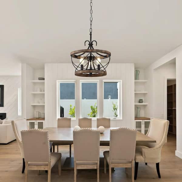 Oaks Aura Chica 3 Light 13 in. Weathered Wood Farmhouse Chandelier
