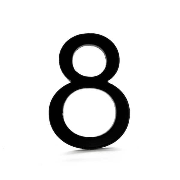 Montague Metal Products 16 in. Black Aluminum Floating or Flat Modern House Number 8