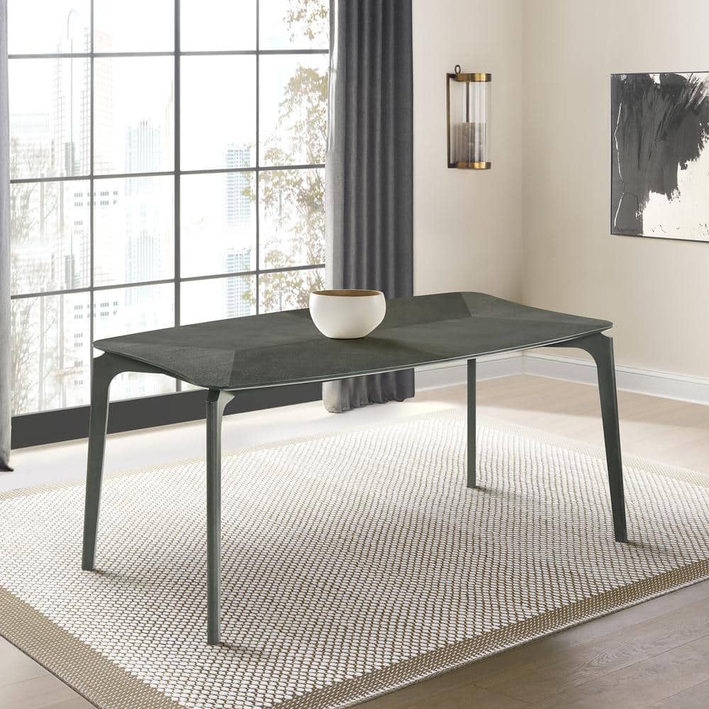 Armen Living Kalia Rectangular Gray Wood 63 in. 4 Legs Dining Table