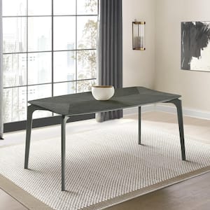 Kalia Rectangular Gray Wood 63 in. 4 Legs Dining Table Seats 6