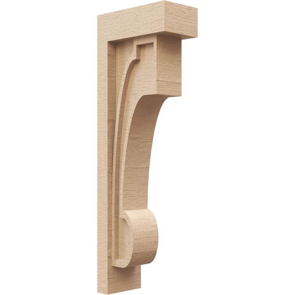 Ekena Millwork 4 in. x 24 in. x 8 in. Series 2 Thin Alma Rough Cedar Woodgrain Timberthane Polyurethane Corbel, Primed Tan