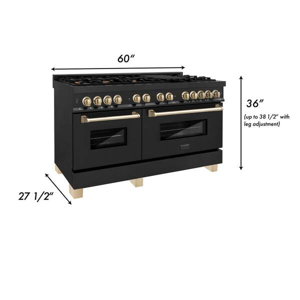 ZLINE Kitchen and Bath Autograph Edition 30 in. 4 Burner Dual Fuel Range in  Black Stainless Steel and Polished Gold RABZ-30-G - The Home Depot