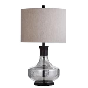 29 in. Mercury Glass Table Lamp with Taupe Hardback Fabric Shade