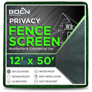 12 ft. x 50 ft. Green Privacy Fence Screen Netting Mesh with Reinforced Eyelets for Chain link Garden Fence