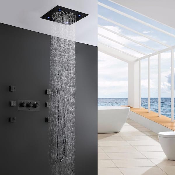 6 Inch Bathroom Shower head 4 Functions Baths Shower Ceiling Mounted Plastic