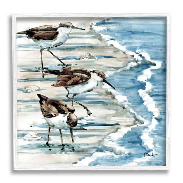 The Stupell Home Decor Collection Rockhampton Sandpipers Beach Ripples Design By Paul Brent Framed Animal Art Print 24 in. x 24 in.