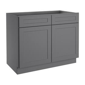 42 in. W x 24 in. D x 34.5 in. H in Shaker Grey Plywood Ready to Assemble Floor Base Kitchen Cabinet with 2 Drawers