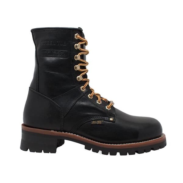 AdTec Men's Waterproof 9'' Logger Boot - Steel Toe - Black Size 8(W)