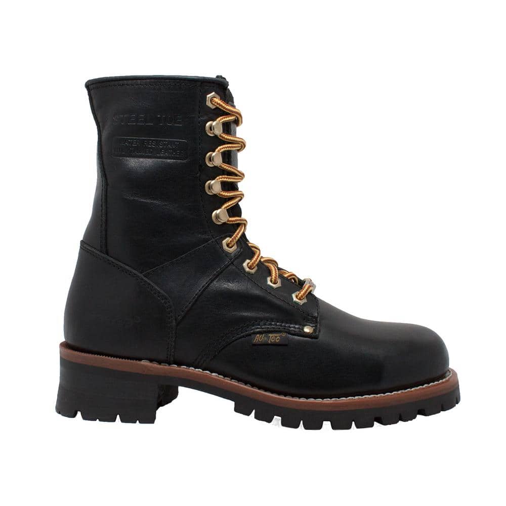 AdTec Men's Waterproof 9'' Logger Boot - Steel Toe - Black Size 12