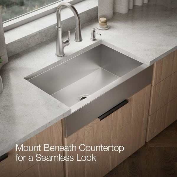 Lyric 34 in. Stainless Steel 16 Gauge Farmhouse Apron Front Undermount Single Bowl Kitchen Sink