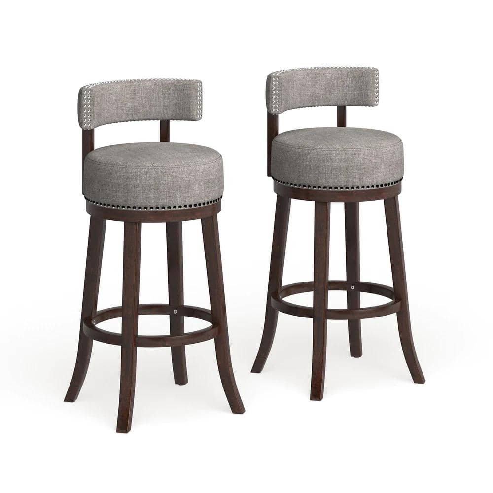 Furniture of America Jacquesville 40.5 in. Dark Oak and Light Gray Wood Frame Bar Stool (Set of