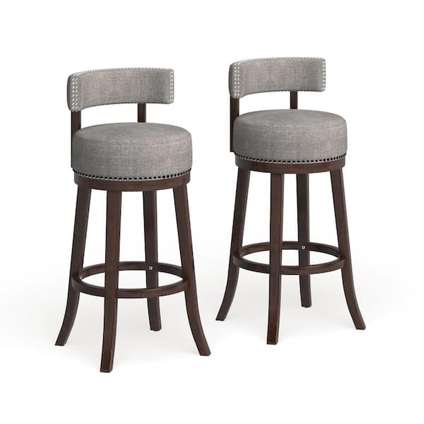 Furniture of America Jacquesville 40.5 in. Dark Oak and Light Gray Wood Bar Stool With Nailhead Trim (Set of 2)