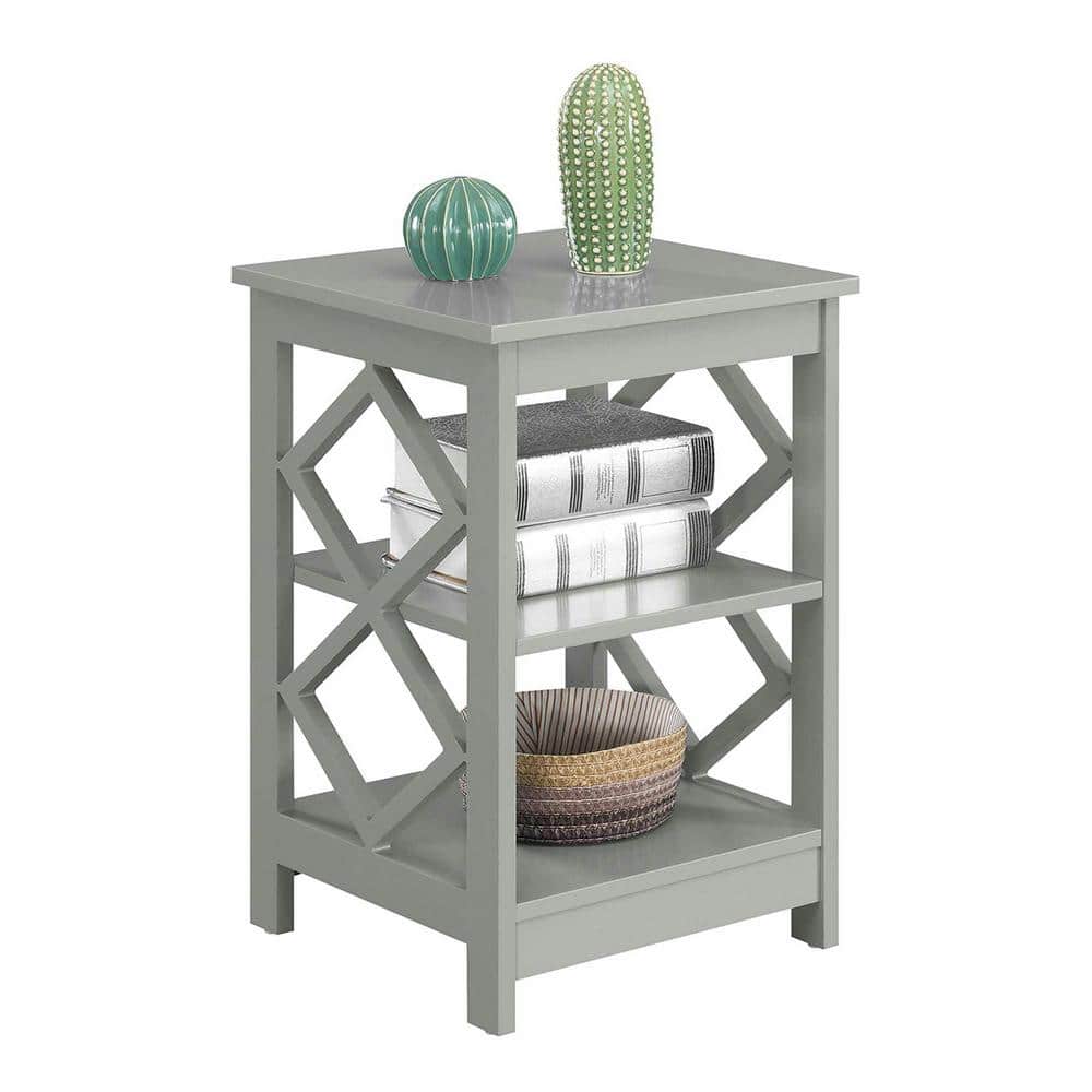 Contemporary Gray Diamond-Cut Metal and Wood End Table