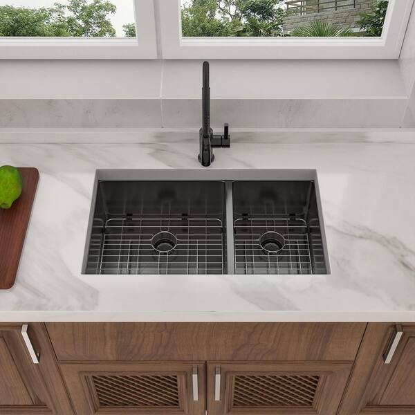 EPOWP 33 in. Undermount Double Bowl (60/40) 16-Gauge