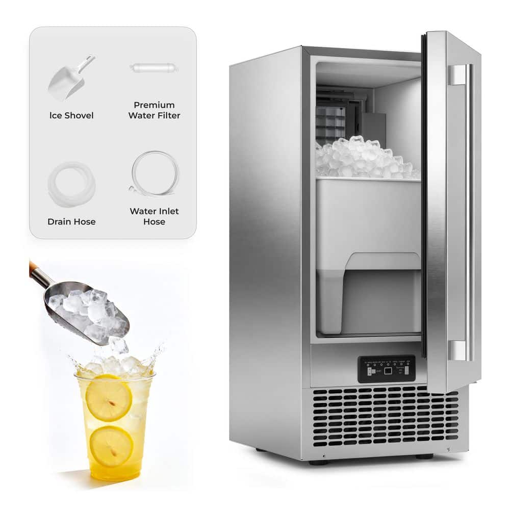 14.96 in.  Freestanding/Built-In Ice Maker,stainless steel,Production Full Size Cubes,120 lbs./Day, 30 lbs. Storage price history on PriceWatchPro