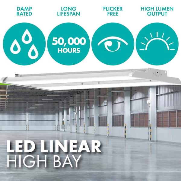 400-Watt Equivalent Dimmable Integrated LED Linear High Bay Light, 5000K Daylight, 1-pack