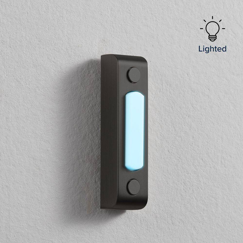Black Metal and Plastic Lighted Wired Doorbell Button