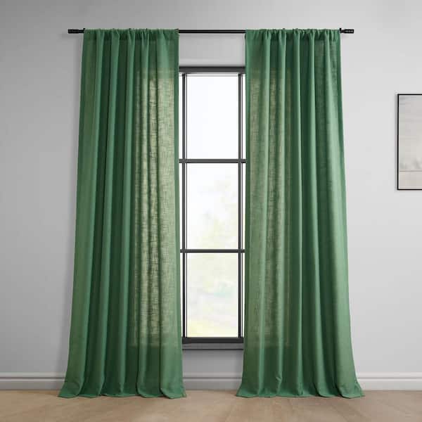 Exclusive Fabrics & Furnishings Green Classic Faux Linen Rod Pocket Light Filtering Curtain - 50 in. W x 84 in. L (1 Panel)
