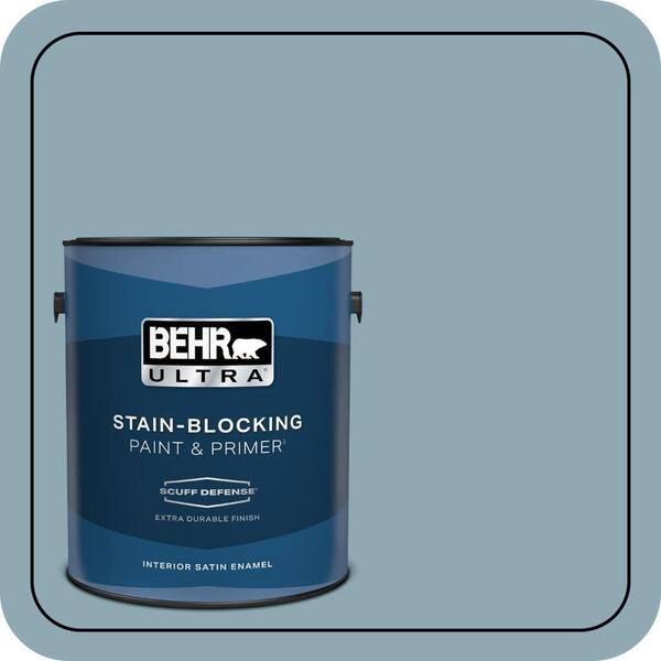 BEHR ULTRA 1 gal. #530F-4 Newport Blue Extra Durable Satin Enamel Interior Paint & Primer
