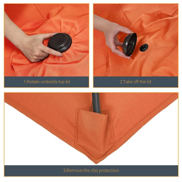 Sonkuki 7.5 ft. Patio Market Crank and Tilt Umbrellas, Table
