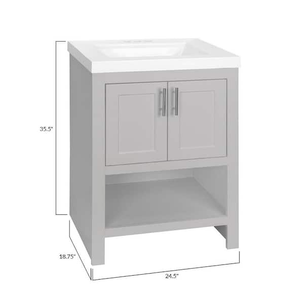 Spa Bathe Calumet 75-in Pepper Gray Undermount Double Sink Bathroom Vanity  with White with Grey Veins Engineered Stone Top in the Bathroom Vanities  with Tops department at