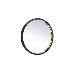 Timeless Home 18 in. W x 18 in. H Modern Round Aluminum Framed LED Wall Bathroom Vanity Mirror in Black