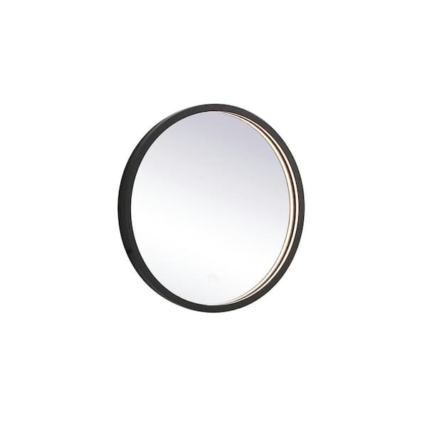 Unbranded Timeless Home 18 in. W x 18 in. H Modern Round Aluminum Framed LED Wall Bathroom Vanity Mirror in Black