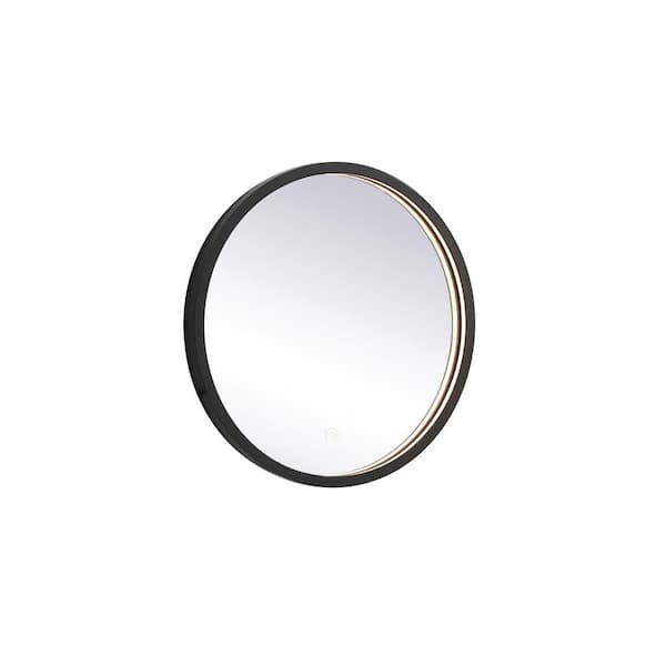Unbranded Timeless Home 18 in. W x 18 in. H Modern Round Aluminum Framed LED Bathroom Vanity Mirror in Black