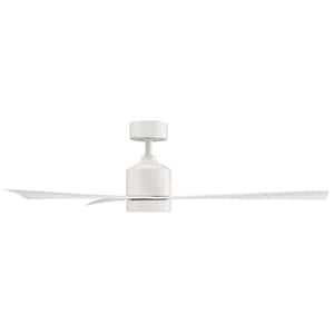 Lotus 54 in. Smart Indoor/Outdoor Matte White 3-Blade Ceiling Fan + 3000K Integrated LED + Remote
