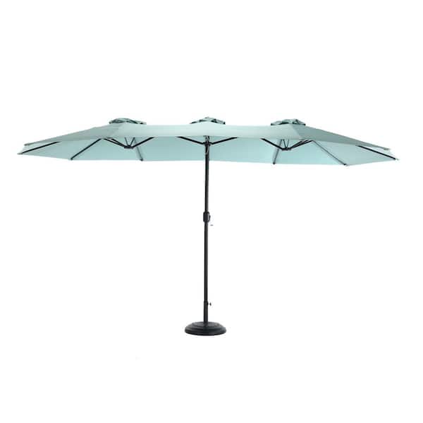 Lycvki 14.8 ft. Double Sided Outdoor Patio Umbrella with Crank in Light Green