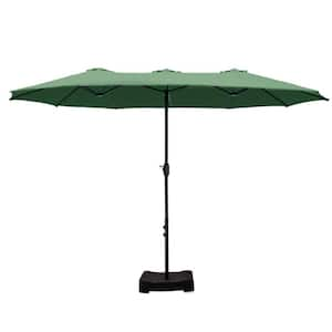 15 ft. Market Patio Umbrella 2-Side in Mint Green with Base and Sandbags