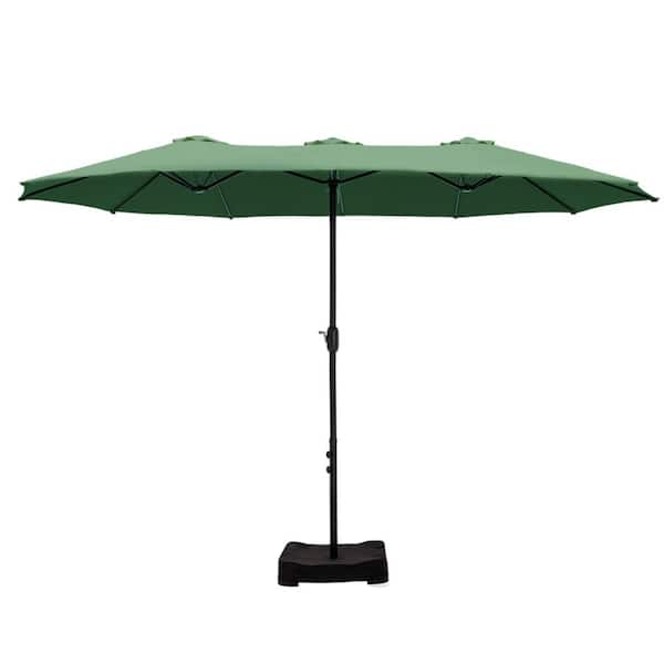 PHI VILLA 15 ft. Market Patio Umbrella 2-Side in Mint Green with Base ...